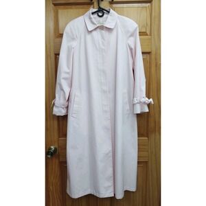 Women's London Towne Baby Pink Trench Coat Size 12 Reg Bows on Sleeves